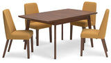 Lyncott Dining Table and 4 Chairs in Mustard/Brown by Ashley at Eve Furniture