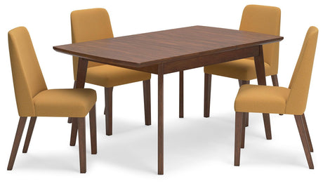 Lyncott Dining Table and 4 Chairs in Mustard/Brown by Ashley at Eve Furniture