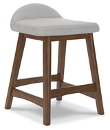 Lyncott Light Gray/Brown Counter Height Barstool, Set of 2