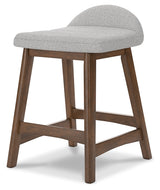 Lyncott Light Gray/Brown Counter Height Barstool, Set of 2