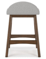 Lyncott Light Gray/Brown Counter Height Barstool, Set of 2