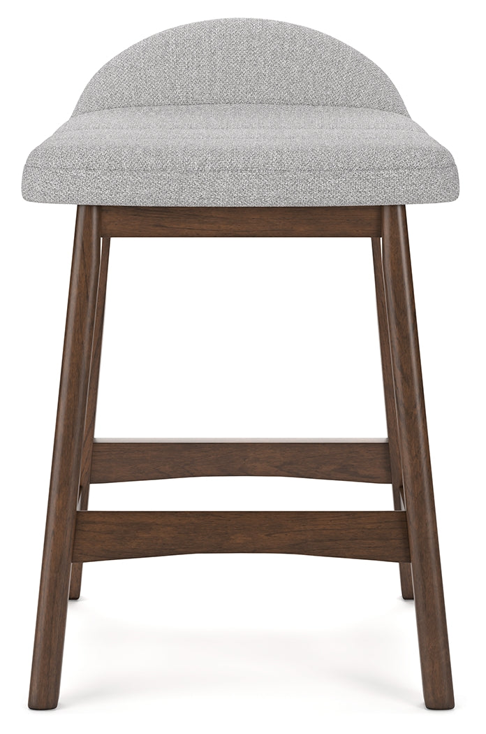 Lyncott Light Gray/Brown Counter Height Barstool, Set of 2