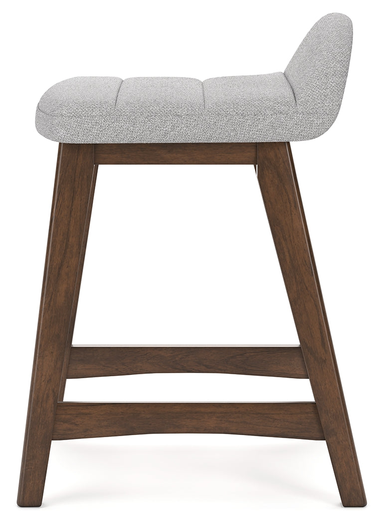 Lyncott Light Gray/Brown Counter Height Barstool, Set of 2