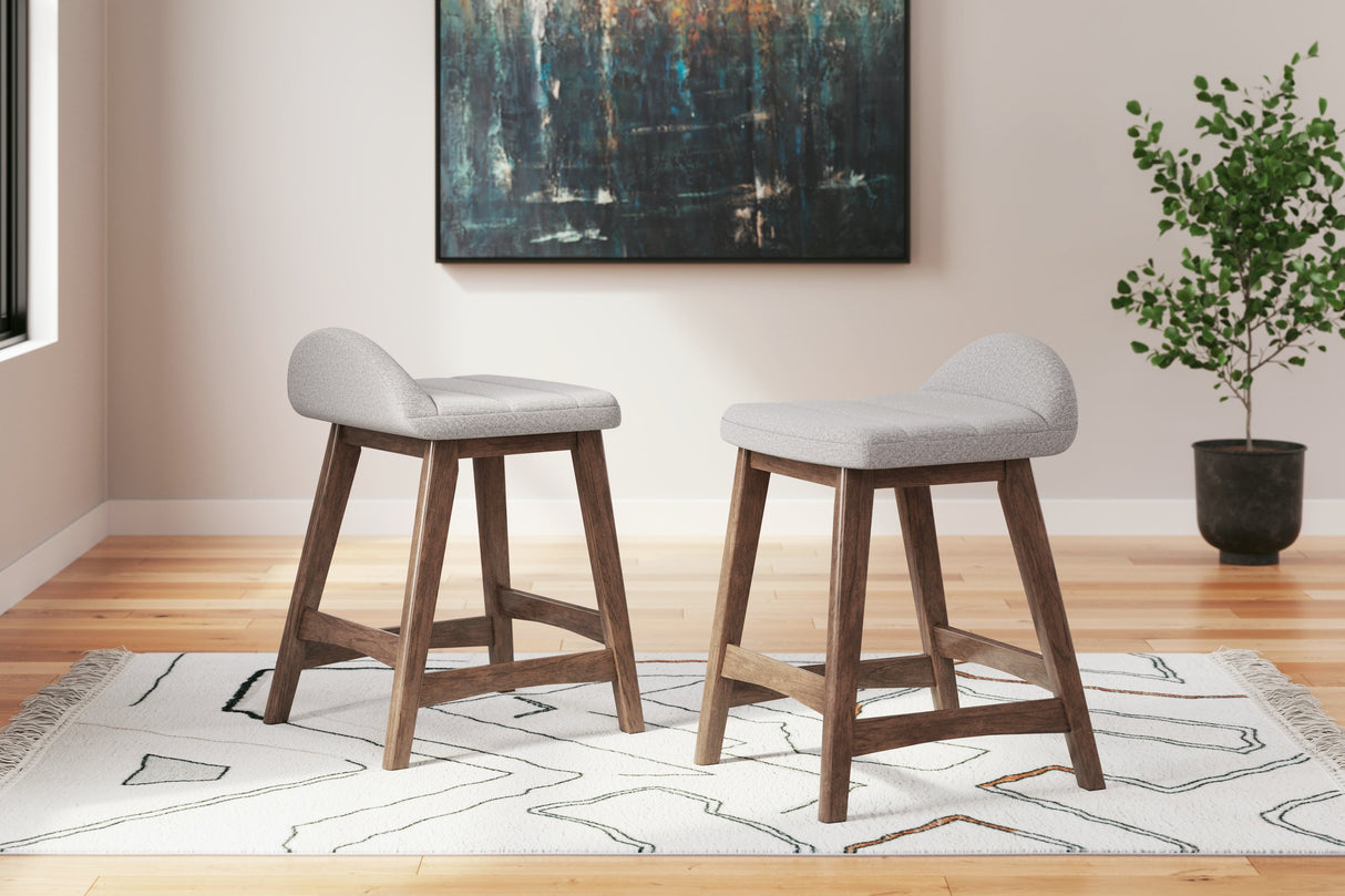 Lyncott Light Gray/Brown Counter Height Barstool, Set of 2