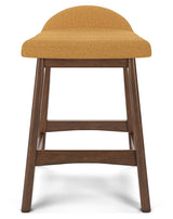 Lyncott Mustard/Brown Counter Height Barstool, Set of 2