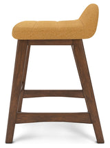 Lyncott Mustard/Brown Counter Height Barstool, Set of 2