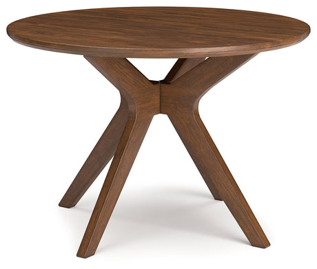 Lyncott Mustard & Brown Round Dining Room Set by Ashley at Eve Furniture