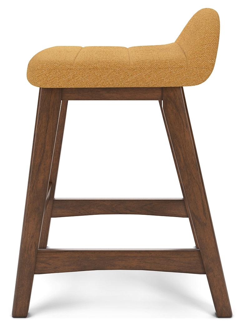 Lyncott Mustard/Brown Counter Height Barstool, Set of 2 by Ashley at Eve Furniture