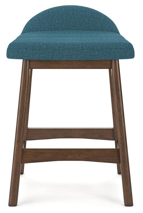 Lyncott Blue/Brown Counter Height Barstool, Set of 2 by Ashley at Eve Furniture