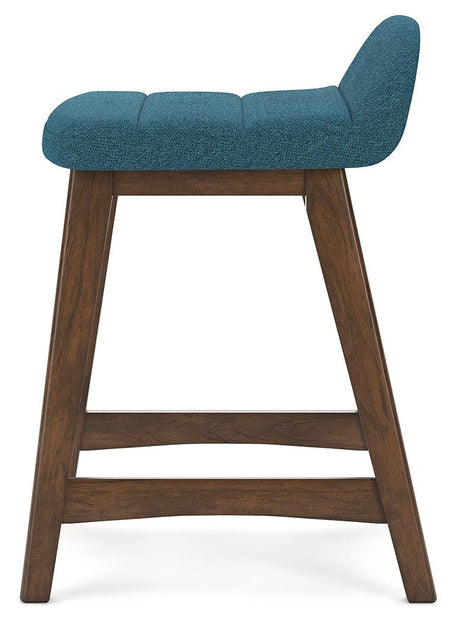 Lyncott Blue/Brown Counter Height Barstool, Set of 2 by Ashley at Eve Furniture