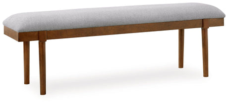Lyncott Gray/Brown 59" Upholstered Dining Bench by Ashley at Eve Furniture