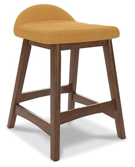 Lyncott Mustard/Brown Counter Height Barstool, Set of 2 by Ashley at Eve Furniture