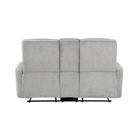 Lyndon Gray Double Reclining Loveseat with Center Console by Homelegance at Eve Furniture