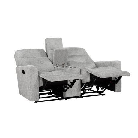 Lyndon Gray Double Reclining Loveseat with Center Console by Homelegance at Eve Furniture