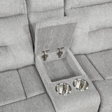 Lyndon Gray Double Reclining Loveseat with Center Console by Homelegance at Eve Furniture