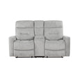 Lyndon Gray Double Reclining Loveseat with Center Console by Homelegance at Eve Furniture