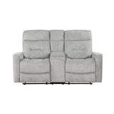 Lyndon Gray Double Reclining Loveseat with Center Console by Homelegance at Eve Furniture