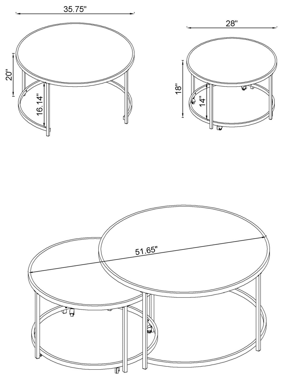 Lynn 2-Piece Round Nesting Table White/Chrome