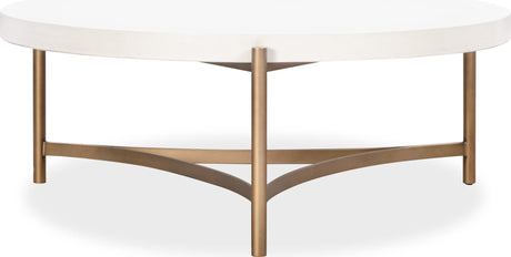 Lyon Ivory Round White Concrete and Metal Coffee Table by Modus Furniture at Eve Furniture
