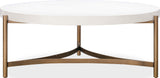 Lyon Ivory Round White Concrete and Metal Coffee Table by Modus Furniture at Eve Furniture
