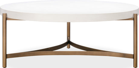 Lyon Ivory Round White Concrete and Metal Coffee Table by Modus Furniture at Eve Furniture