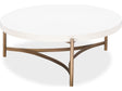 Lyon Ivory Round White Concrete and Metal Coffee Table by Modus Furniture at Eve Furniture