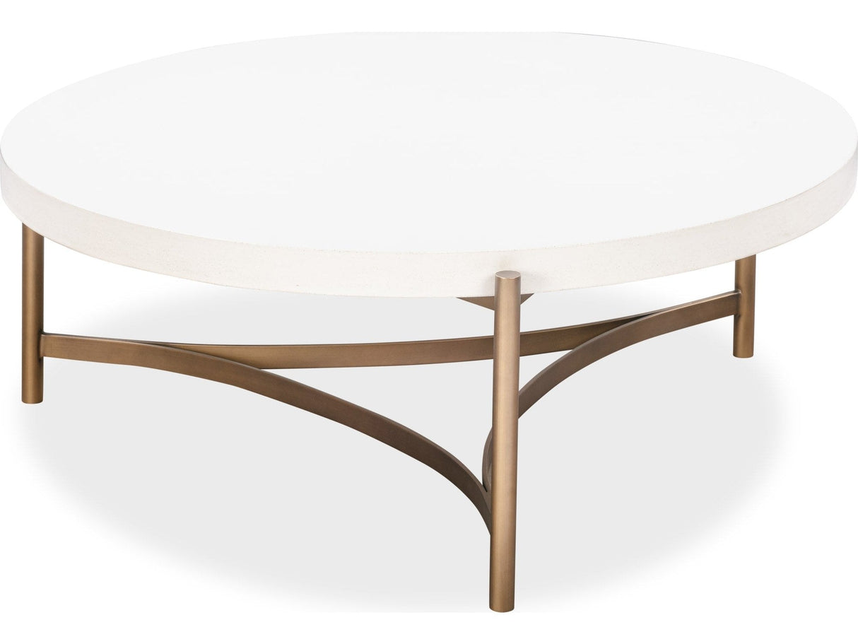 Lyon Ivory Round White Concrete and Metal Coffee Table by Modus Furniture at Eve Furniture