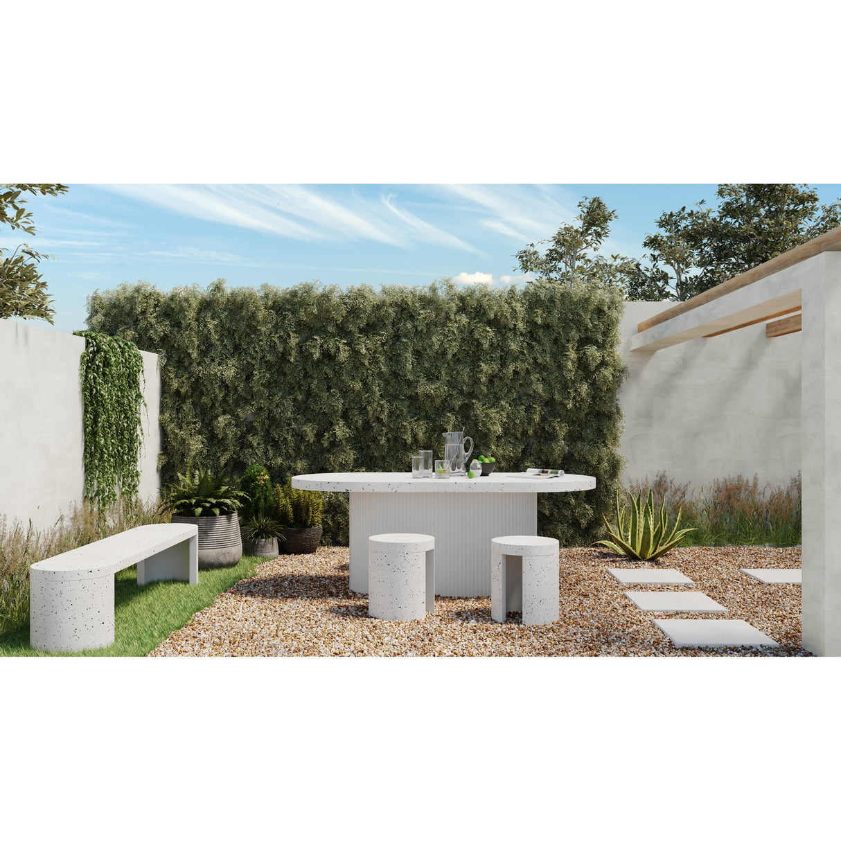Lyon Light Grey Outdoor Bench by Moe's Home at Eve Furniture