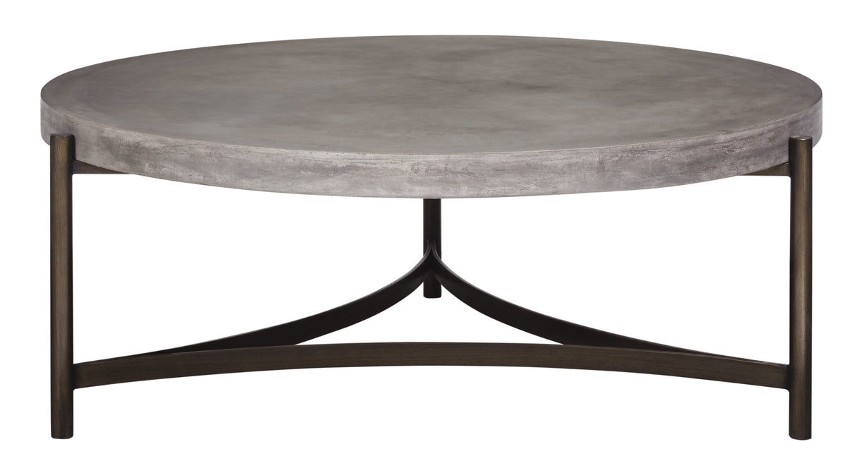 Lyon Round Natural Concrete and Metal Coffee Table by Modus Furniture at Eve Furniture