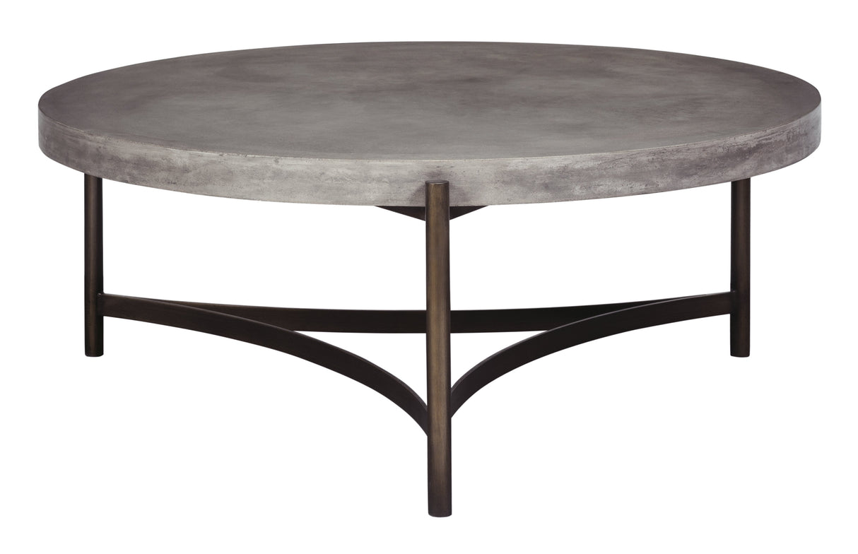Lyon Round Natural Concrete and Metal Coffee Table by Modus Furniture at Eve Furniture