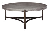 Lyon Round Natural Concrete and Metal Coffee Table by Modus Furniture at Eve Furniture