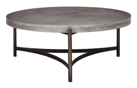 Lyon Round Natural Concrete and Metal Coffee Table by Modus Furniture at Eve Furniture