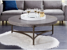 Lyon Round Natural Concrete and Metal Coffee Table by Modus Furniture at Eve Furniture