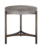 Lyon Round Natural Concrete and Metal Side Table by Modus Furniture at Eve Furniture