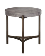 Lyon Round Natural Concrete and Metal Side Table by Modus Furniture at Eve Furniture