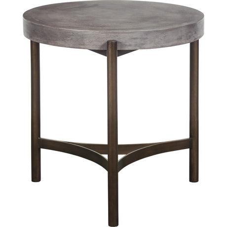 Lyon Round Natural Concrete and Metal Side Table by Modus Furniture at Eve Furniture