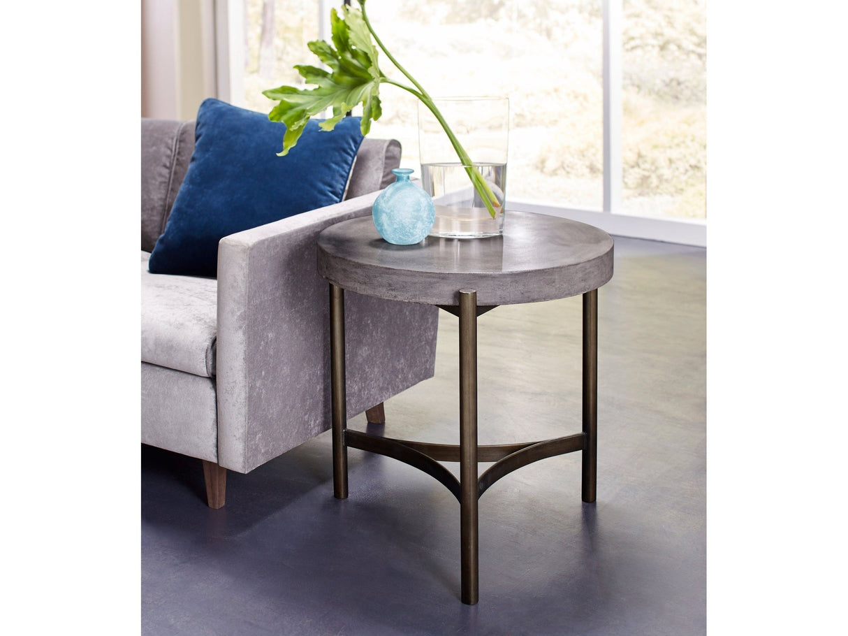 Lyon Round Natural Concrete and Metal Side Table by Modus Furniture at Eve Furniture