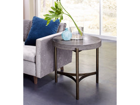 Lyon Round Natural Concrete and Metal Side Table by Modus Furniture at Eve Furniture