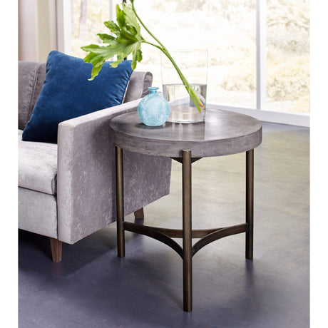 Lyon Round Natural Concrete and Metal Side Table by Modus Furniture at Eve Furniture