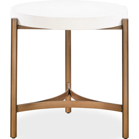 Lyon Round White Concrete and Metal Side Table by Modus Furniture at Eve Furniture