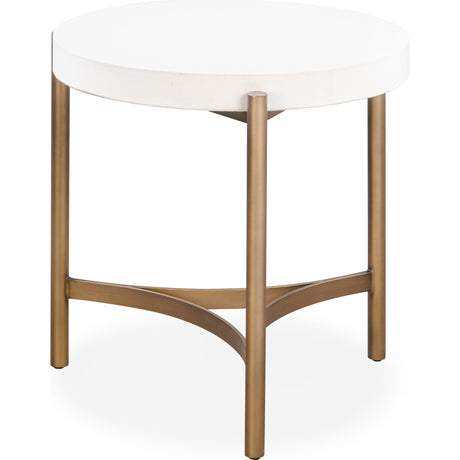 Lyon Round White Concrete and Metal Side Table by Modus Furniture at Eve Furniture