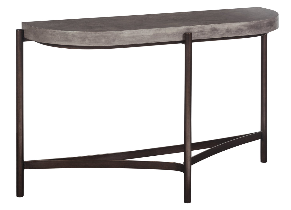 Lyon Semi-circular Natural Concrete and Metal Console Table by Modus Furniture at Eve Furniture