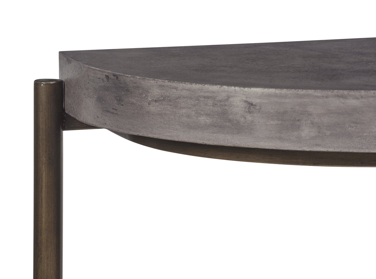 Lyon Semi-circular Natural Concrete and Metal Console Table by Modus Furniture at Eve Furniture