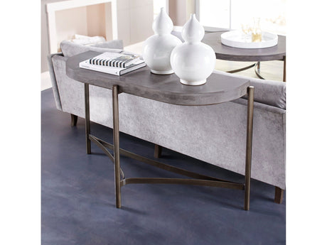 Lyon Semi-circular Natural Concrete and Metal Console Table by Modus Furniture at Eve Furniture
