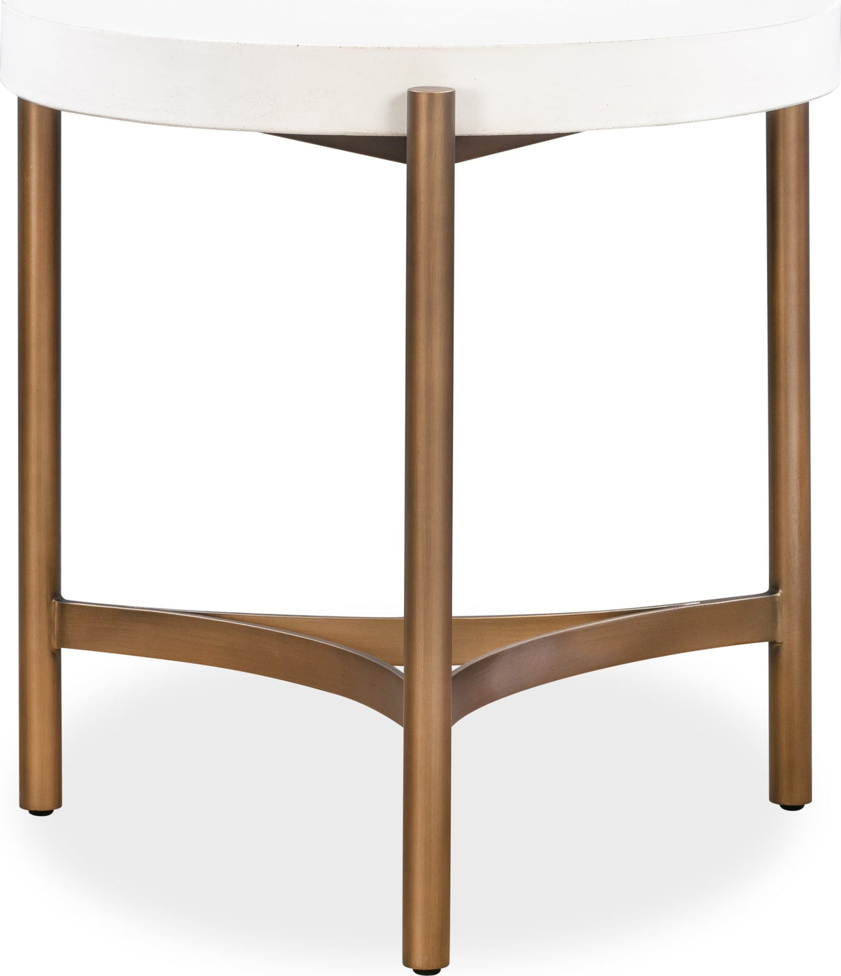 Lyon White/Brushed Bronze Round Concrete and Metal Side Table by Modus Furniture at Eve Furniture