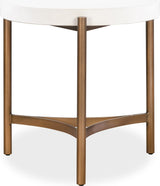 Lyon White/Brushed Bronze Round Concrete and Metal Side Table by Modus Furniture at Eve Furniture