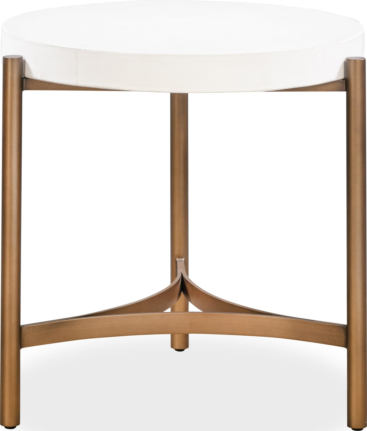 Lyon White/Brushed Bronze Round Concrete and Metal Side Table by Modus Furniture at Eve Furniture