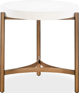 Lyon White/Brushed Bronze Round Concrete and Metal Side Table by Modus Furniture at Eve Furniture