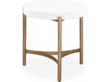 Lyon White/Brushed Bronze Round Concrete and Metal Side Table by Modus Furniture at Eve Furniture