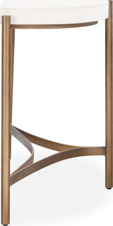 Lyon White/Brushed Bronze Semi-Circular Concrete and Metal Console Table by Modus Furniture at Eve Furniture